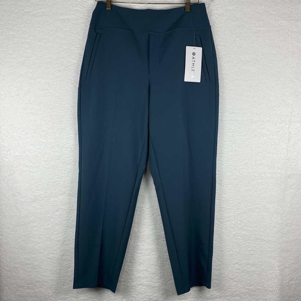 Athleta Brooklyn Ankle Pants Womens 6 Dark Teal Blue Tapered Commuter Travel NEW